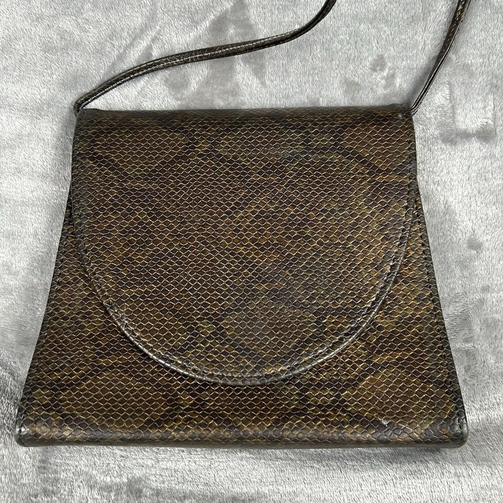 Brown Faux Snake Skin Crossbody Bag Retro Style